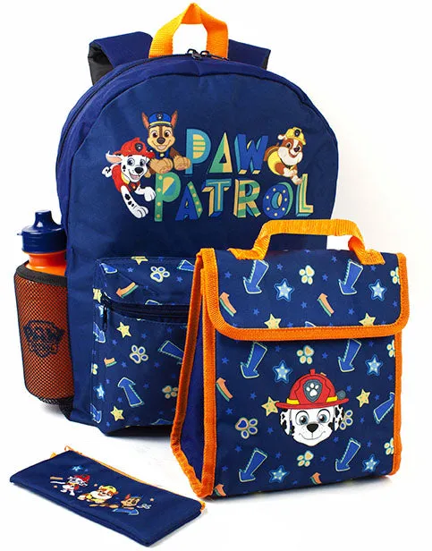 Paw Patrol 4 Piece School Backpack, Lunch bag, Pencil Case & Bottle Set For Kids