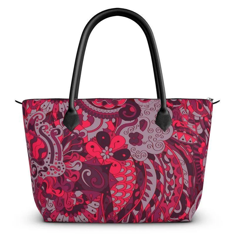 Pena Large Zip Top Satin Tote