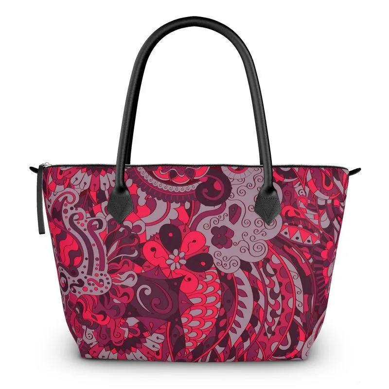 Pena Large Zip Top Satin Tote