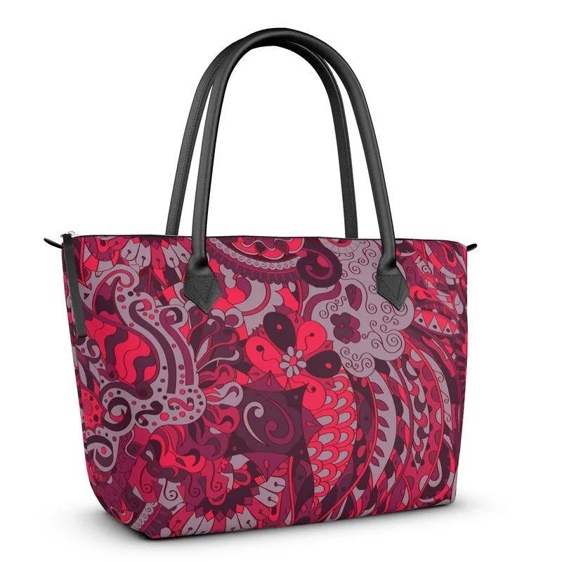 Pena Large Zip Top Satin Tote