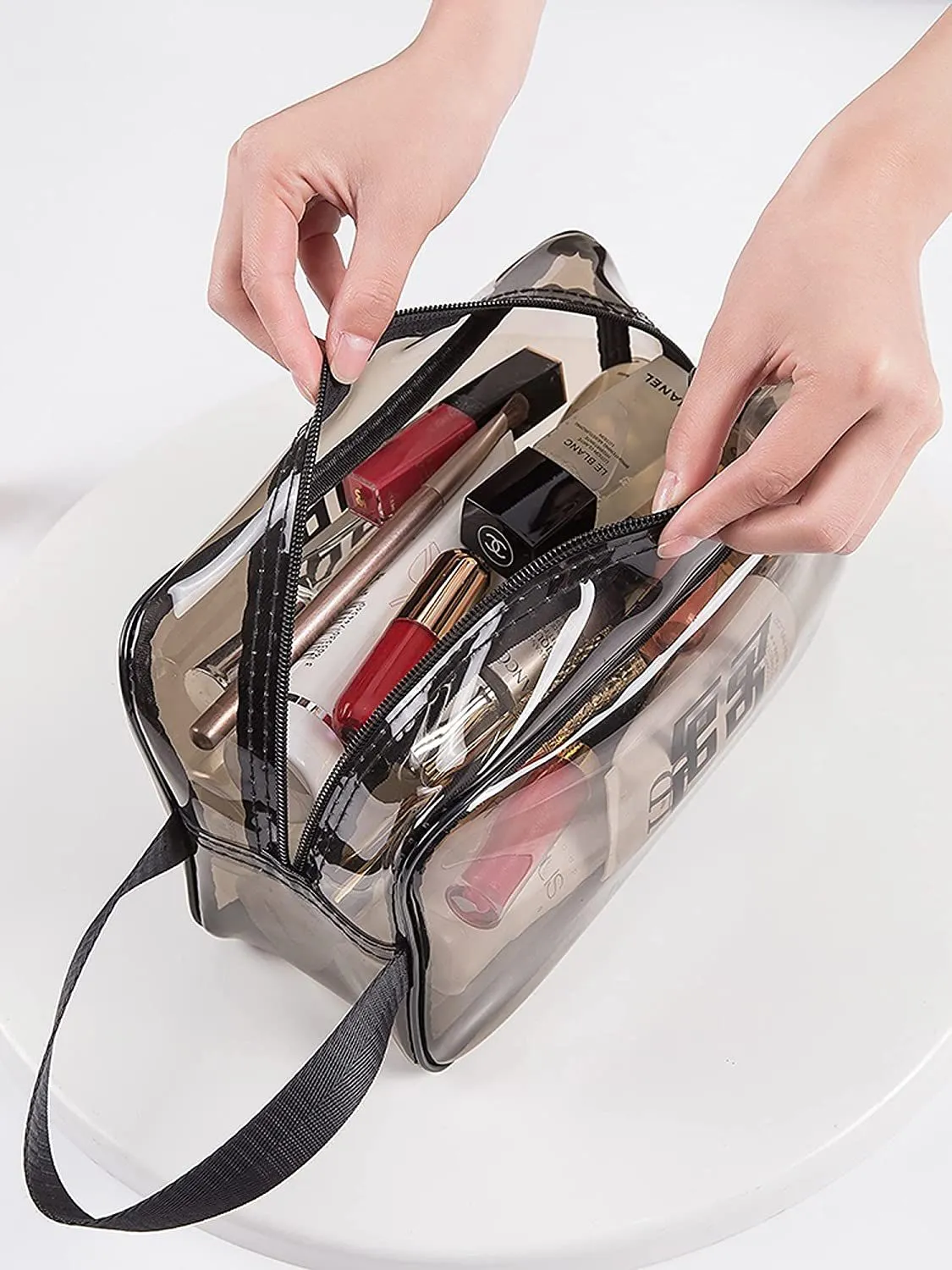 PVC Travel Cosmetic Bag (Medium Brown)