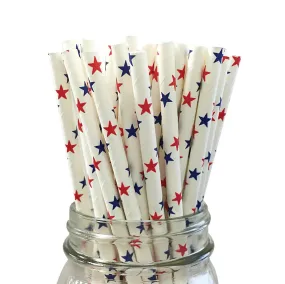 Red & Blue Stars Paper Straws