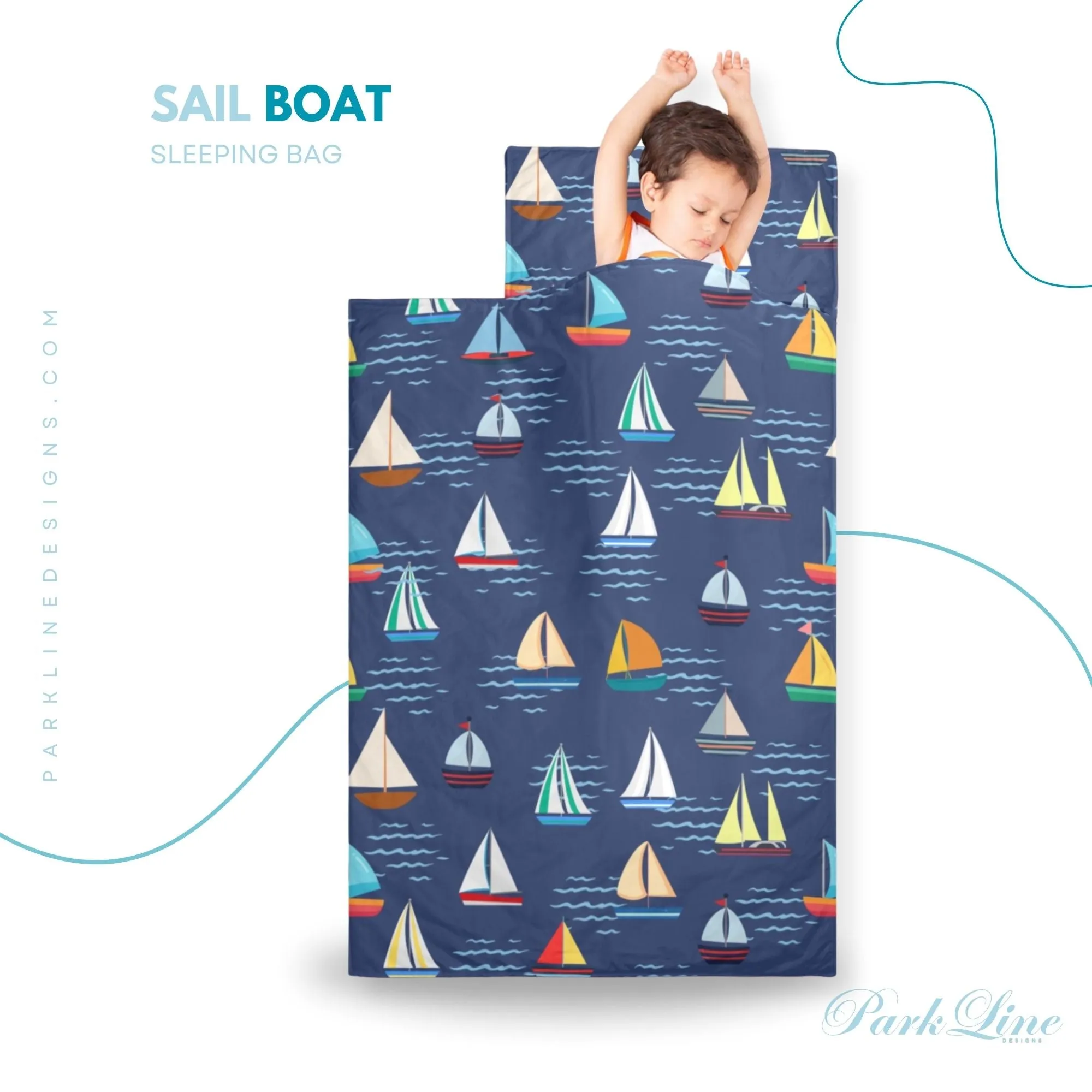 Sail Boat Kids' Long Sleeping Bag | A Catchy Blend of Comfort & Style | Lightweight and Durable Sleeping Bag for Kids