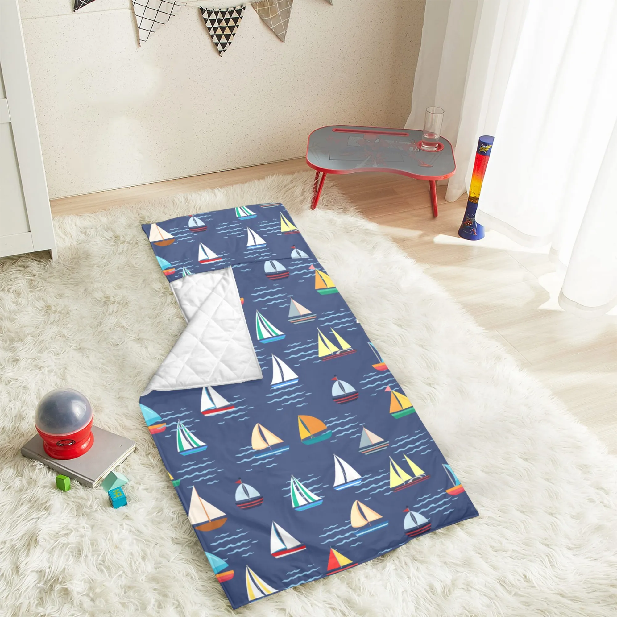 Sail Boat Kids' Long Sleeping Bag | A Catchy Blend of Comfort & Style | Lightweight and Durable Sleeping Bag for Kids