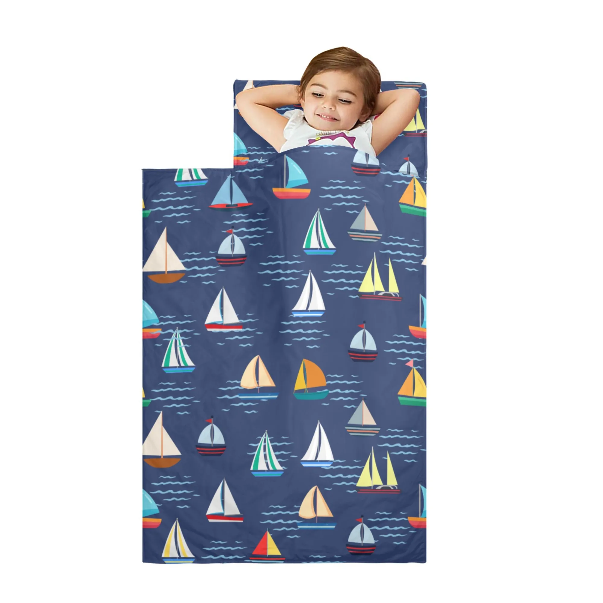 Sail Boat Kids' Long Sleeping Bag | A Catchy Blend of Comfort & Style | Lightweight and Durable Sleeping Bag for Kids