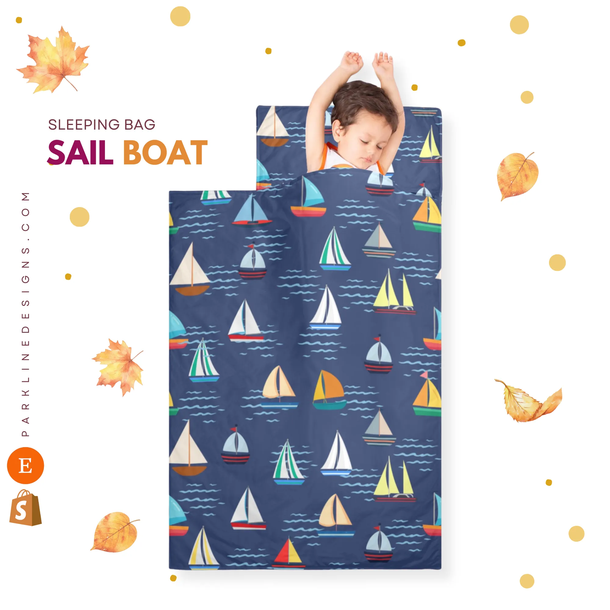 Sail Boat Kids' Long Sleeping Bag | A Catchy Blend of Comfort & Style | Lightweight and Durable Sleeping Bag for Kids