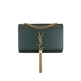 SAINT LAURENT Kate Tassel Small Calfskin Green GHW YSL