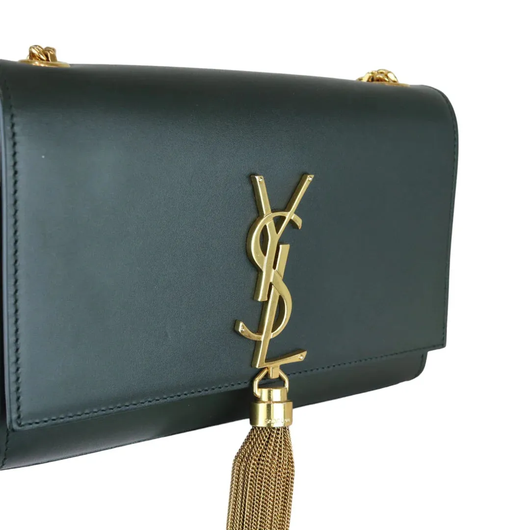 SAINT LAURENT Kate Tassel Small Calfskin Green GHW YSL