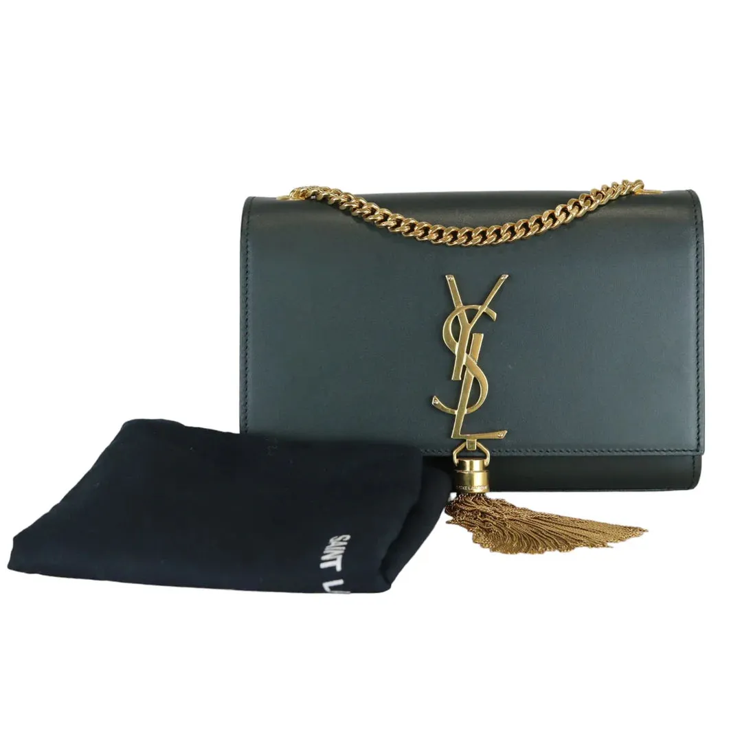 SAINT LAURENT Kate Tassel Small Calfskin Green GHW YSL