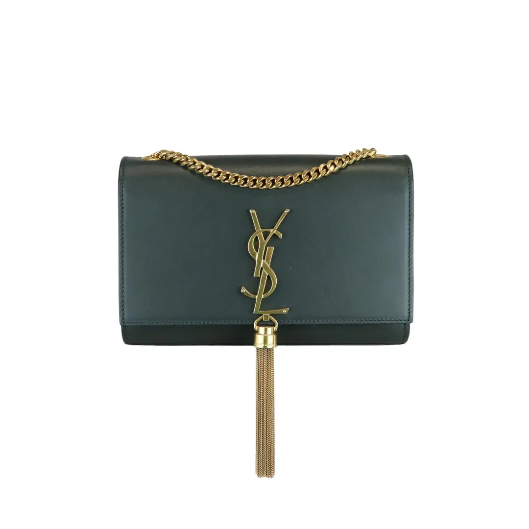SAINT LAURENT Kate Tassel Small Calfskin Green GHW YSL