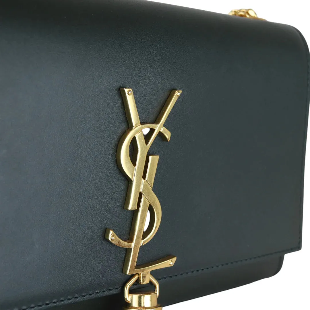 SAINT LAURENT Kate Tassel Small Calfskin Green GHW YSL