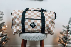 Tan Checkered Weekender Bag