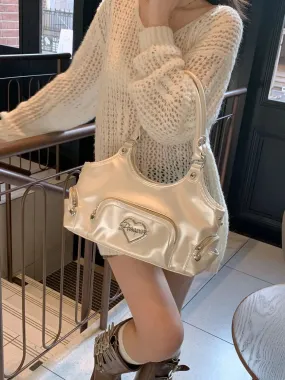 Uniwim Fairycore Aesthetic Y2k Bag Women Hot Girls Versatile Chain Chic White Underarm Bag Purse Female Harajuku Sweet Handbag