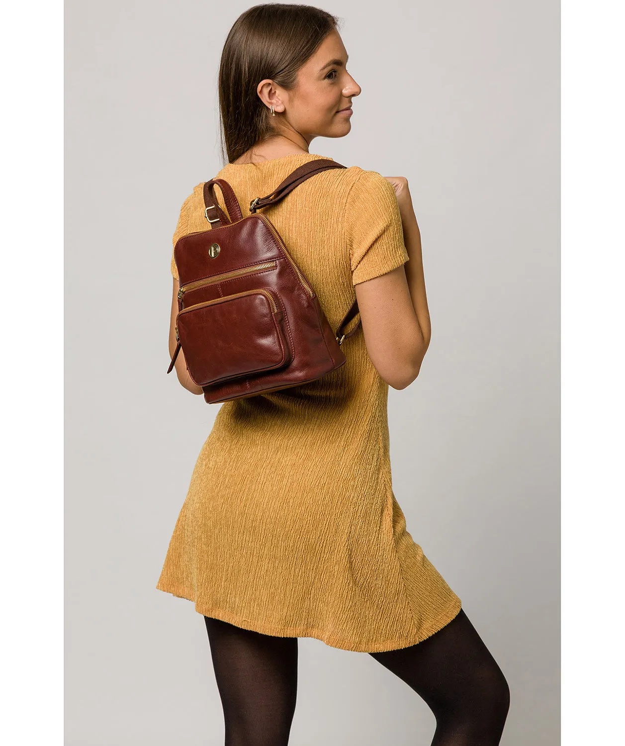 'Verbena' Chestnut Leather Backpack