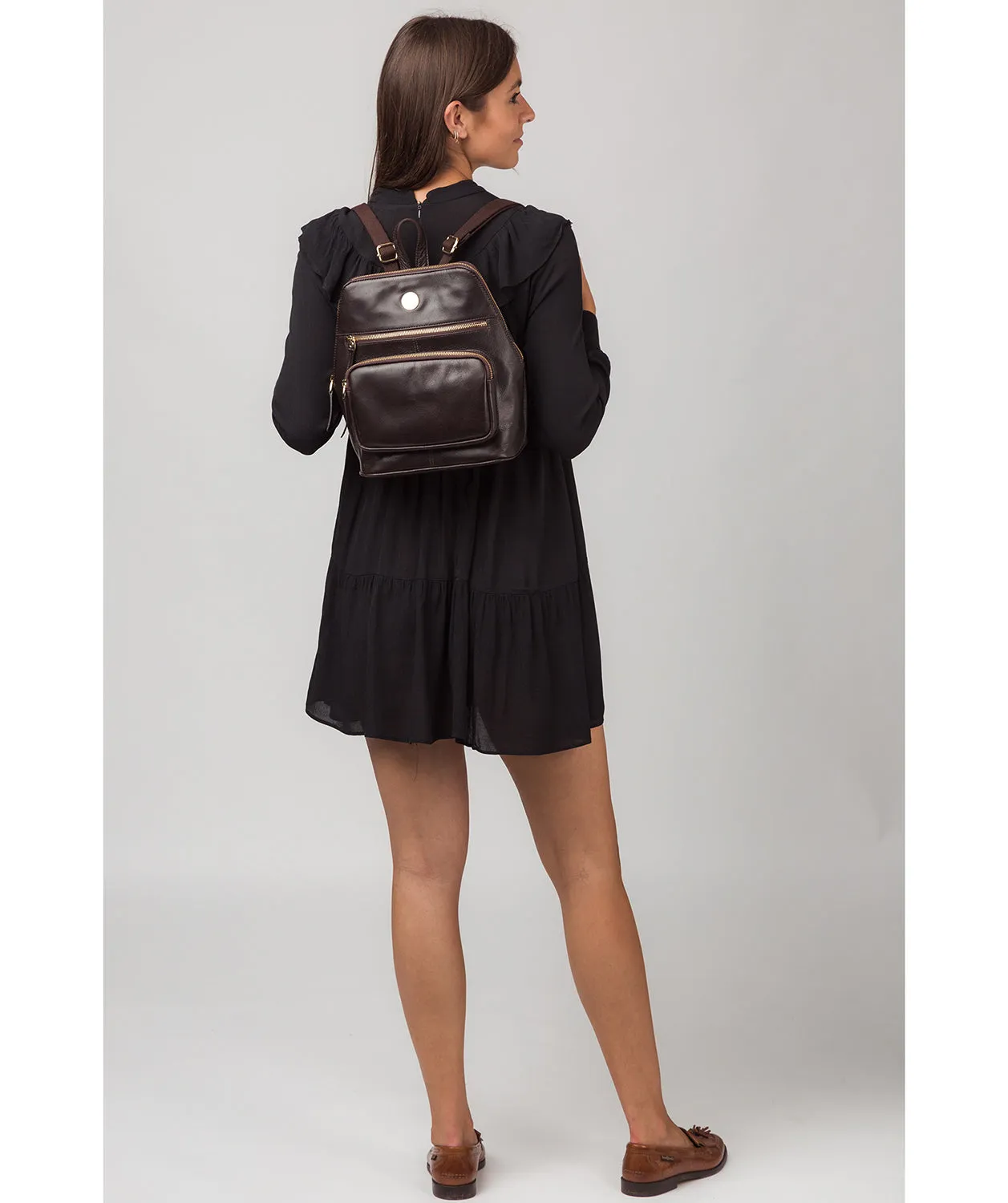 'Verbena' Dark Brown Leather Backpack