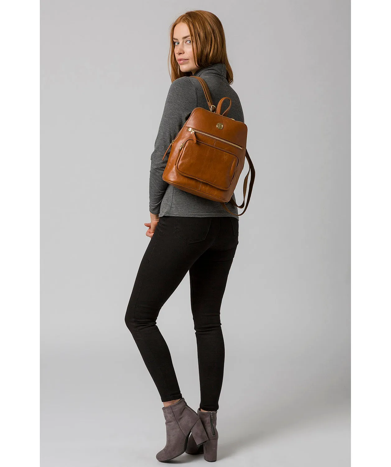 'Verbena' Hazelnut Leather Backpack