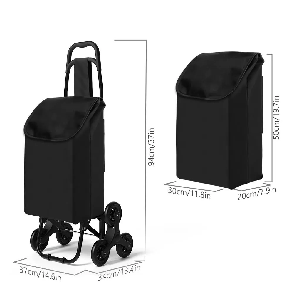 VOUNOT 6 Wheels Stair Climbing Shopping Trolley, 32L Black