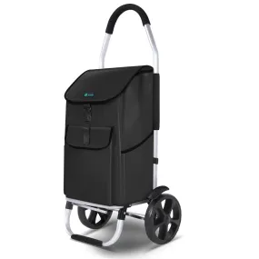 VOUNOT Folding Shopping Trolley with Detachable bag, 2 Mudguard wheels 55L Black