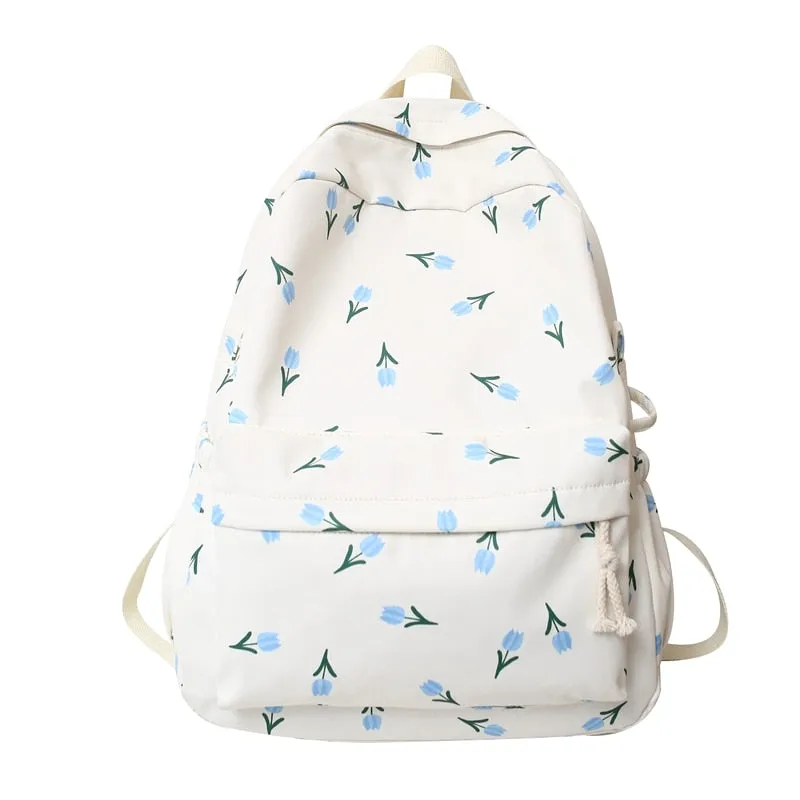 Wenkouban Women Waterproof Floral Travel Book Backpack Female Laptop Bag Trendy Girl Print Cute Fashion Ladies College Backpack School Bag
