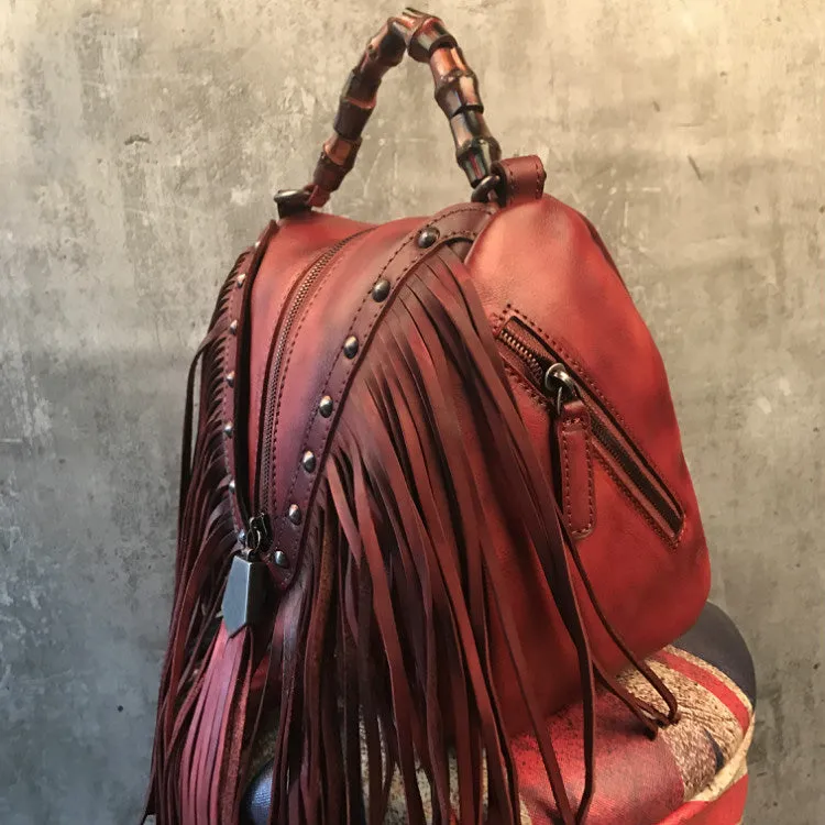 Western Womens Vintage Boho Bags Leather Crossbody Fringe Handbags Hippie Purses for Women