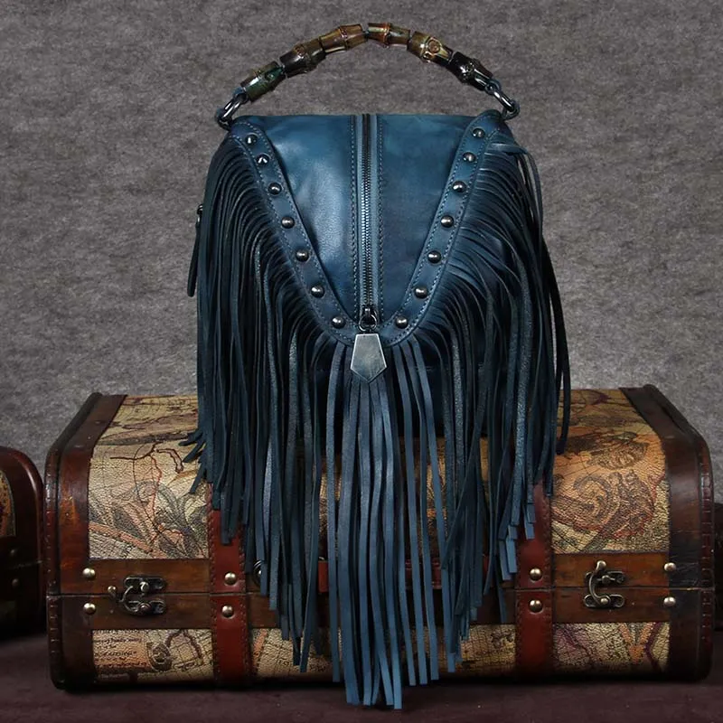 Western Womens Vintage Boho Bags Leather Crossbody Fringe Handbags Hippie Purses for Women